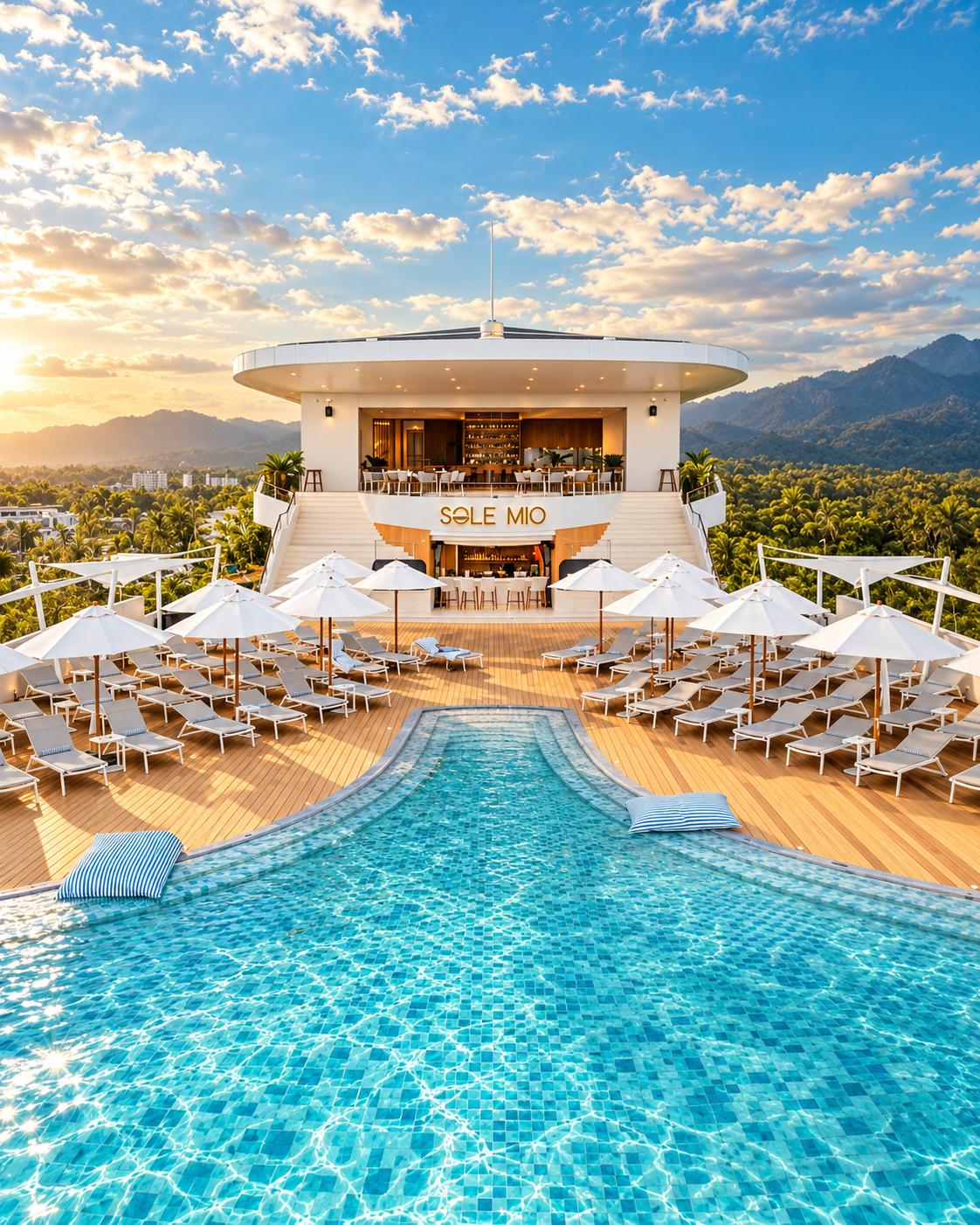 Sole Mio rooftop pool and pool deck